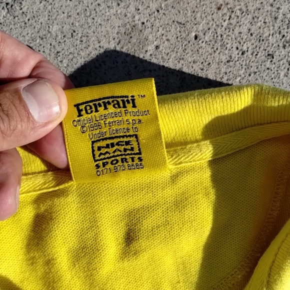 Vintage 1996 😎 Ferrari Polo Shirt Mens XL Yellow Short Sleeve Embroidered XL - Picture 4 of 7